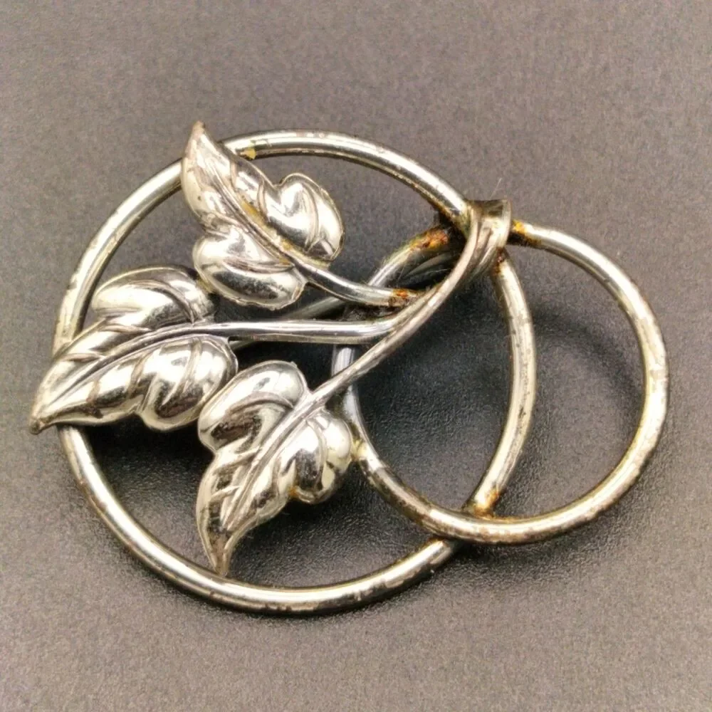 Vintage Sterling Silver Leaf Botanical Brooch Pin - Nature Inspired Jewelry